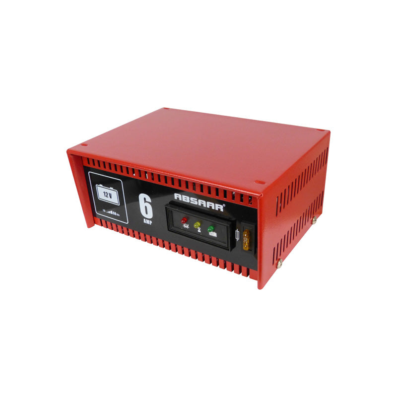 Absaar, halfprofessionele acculader 12V 6A - snel/standaard laden - metalen behuizing