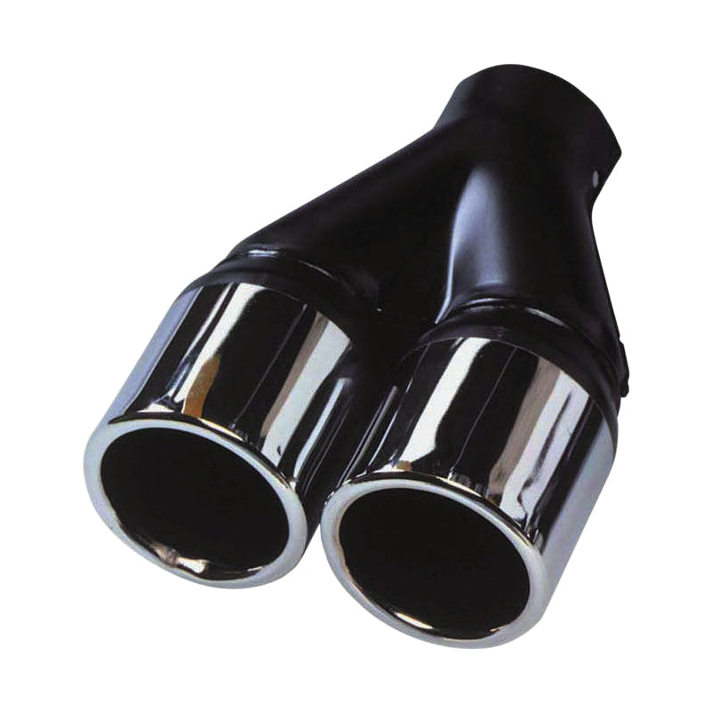AutoStyle, Embouts d'échappement ronds doubles - Chromé - 2x Ø75mm - Longueur 200mm - Raccord 50mm
