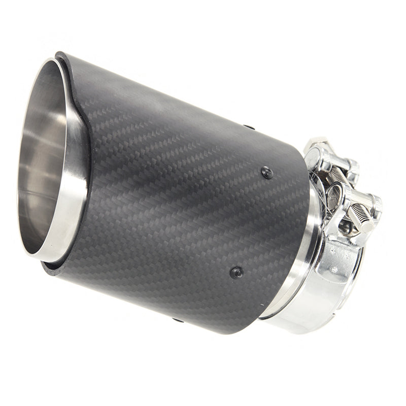 Blanc, embout d'échappement exclusif en acier inoxydable/carbone - 89 mm - longueur 120 mm - raccordement 63 mm