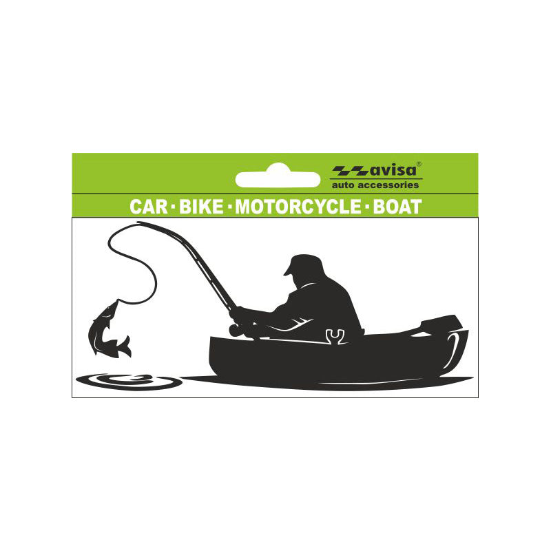Avisa, Visser in Boot AutoTattoo Sticker - 14x6,5cm