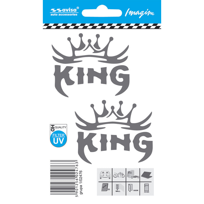 Avisa, Auto tattoo sticker KING - 6x4,9cm - 2 st.