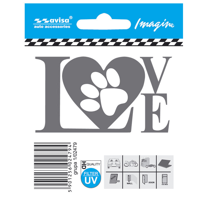 Avisa Autocollant AutoTattoo LOVE paw - 7,7x4,4cm