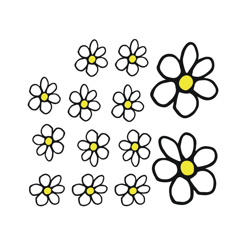 Avisa, Auto Tattoo Flowers - White/Yellow - 13.5x15.5cm