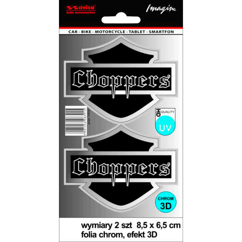 Avisa Autocollant AutoTattoo Choppers 3D Chrome - 8,5 x 6,5cm