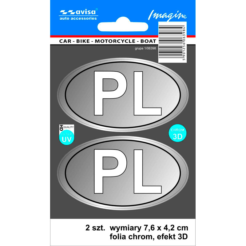 Avisa Autocollant AutoTattoo PL 3D Chrome -7,6 x 4,2 cm