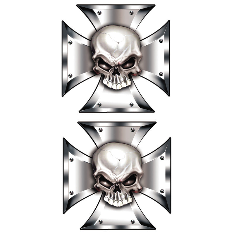 Avisa Set d'autocollants Skull in IronCross - 2x 8x8cm