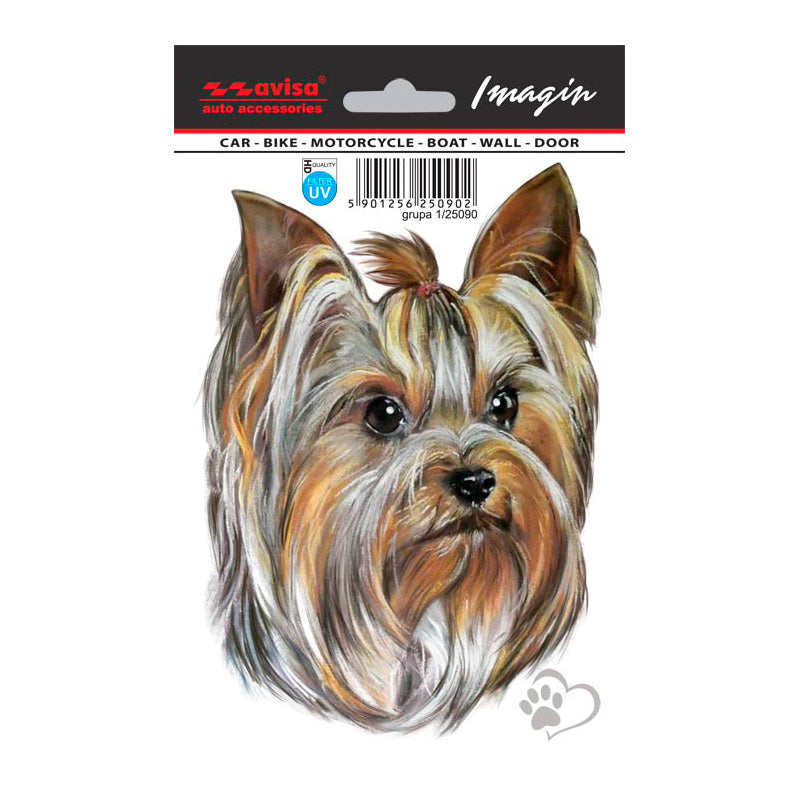Avisa, Autocollant tattoo pour voiture Yorkshire Terrier - 11x15,5cm