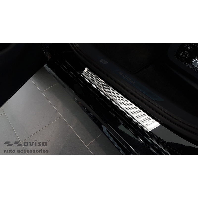 Avisa, Door Sill Protectors, Stainless Steel, Fits BMW X6 (G06) 2019- 'Lines' - 4 pieces