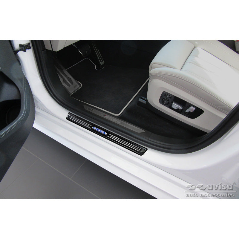 Avisa, Rear Bumper Protector, Gloss Black, Stainless Steel, Fits BMW X7 G07 2019- 'Hybrid' - 4 pieces