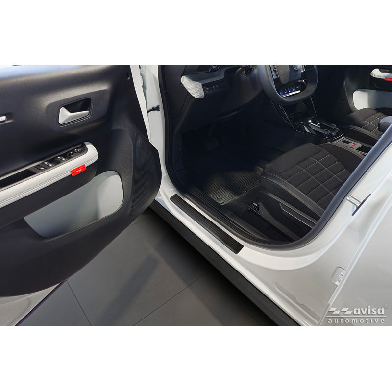 Avisa, Sill Protectors, Matte Black Stainless Steel 'Lines', 4 pcs., Fits Citroën C3 IV (2024-)
