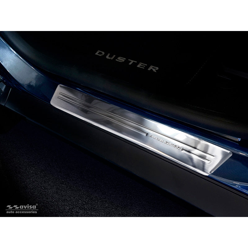Avisa, protections de seuils, acier inoxydable, compatible avec Dacia Duster II 2018-2021 & FL 2021-2024 'Special Edition' - 4 pièces