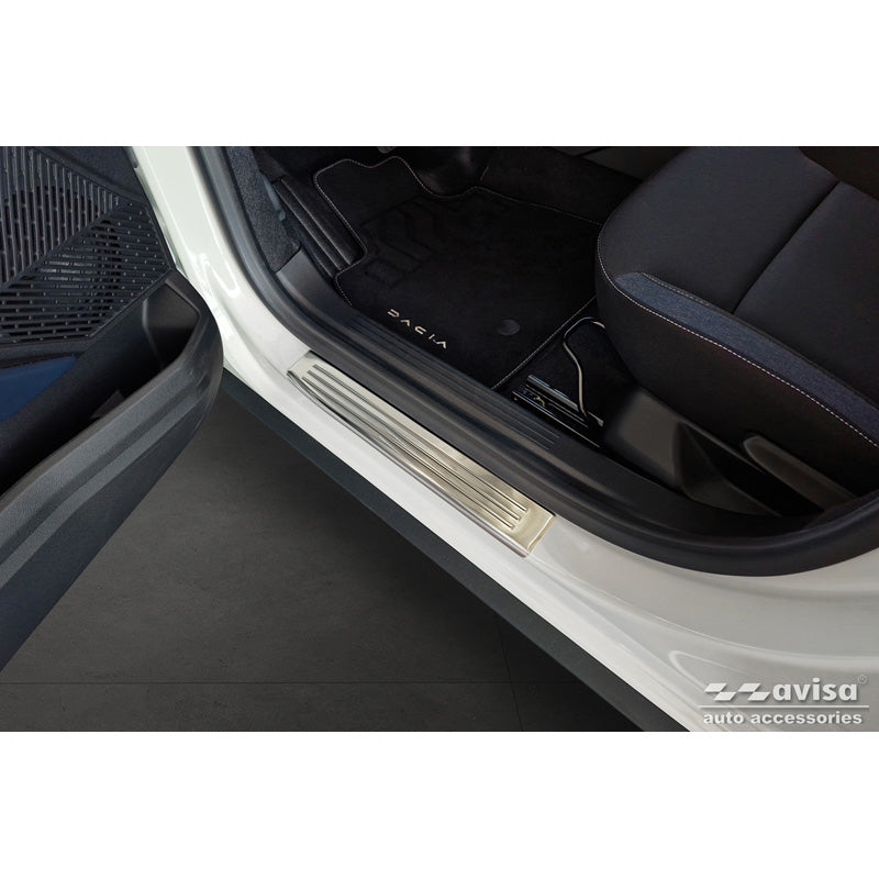 Avisa, Door sill protectors, Stainless steel, Fits Dacia Duster III 2024-, 'Lines' – 4 pieces