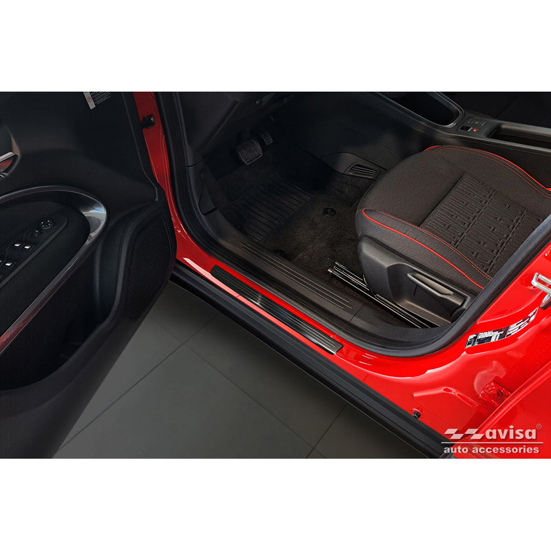 Avisa, Protège-seuils de porte, Acier inoxydable, Noir, Compatible avec Fiat 600(e) (365_) 2023-, 'Lines' – 4 pièces