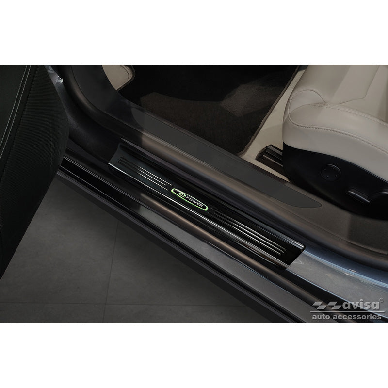 Avisa, Rear Bumper Protector, Gloss Black, Stainless Steel, Fits Tesla Model S 2012-2016 & Facelift 2016- 'E-Power' - 4 pieces