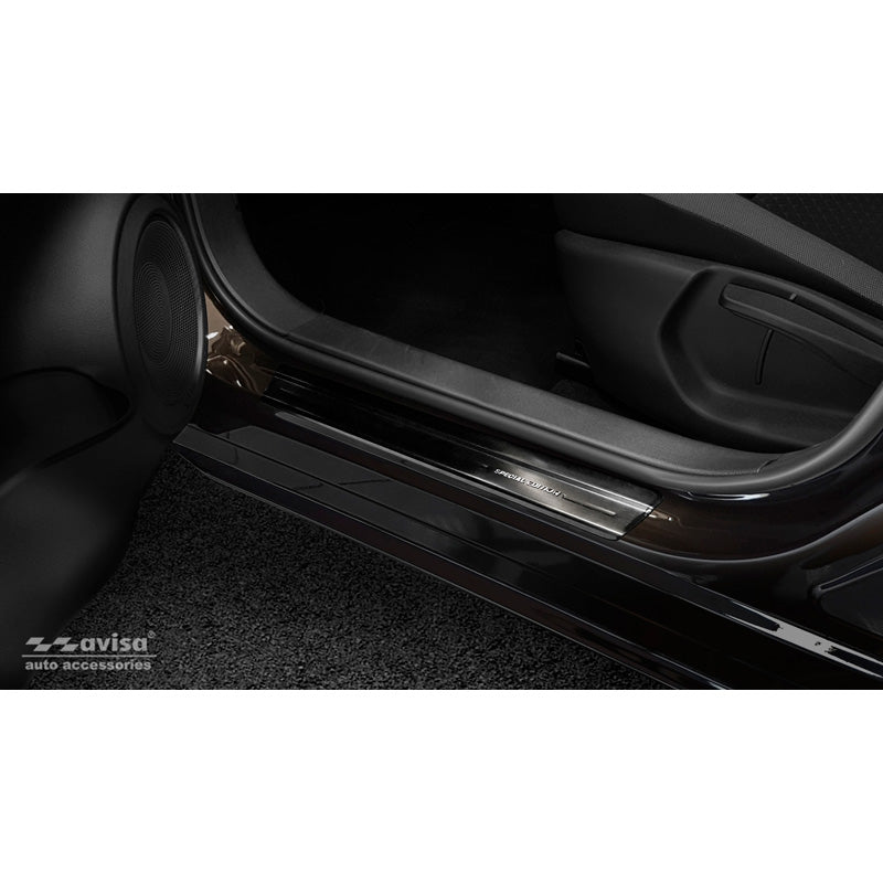Avisa, Door Sill Protectors, Black, Stainless Steel, Fits Nissan Juke II 2019- 'Special Edition' - 4 pieces