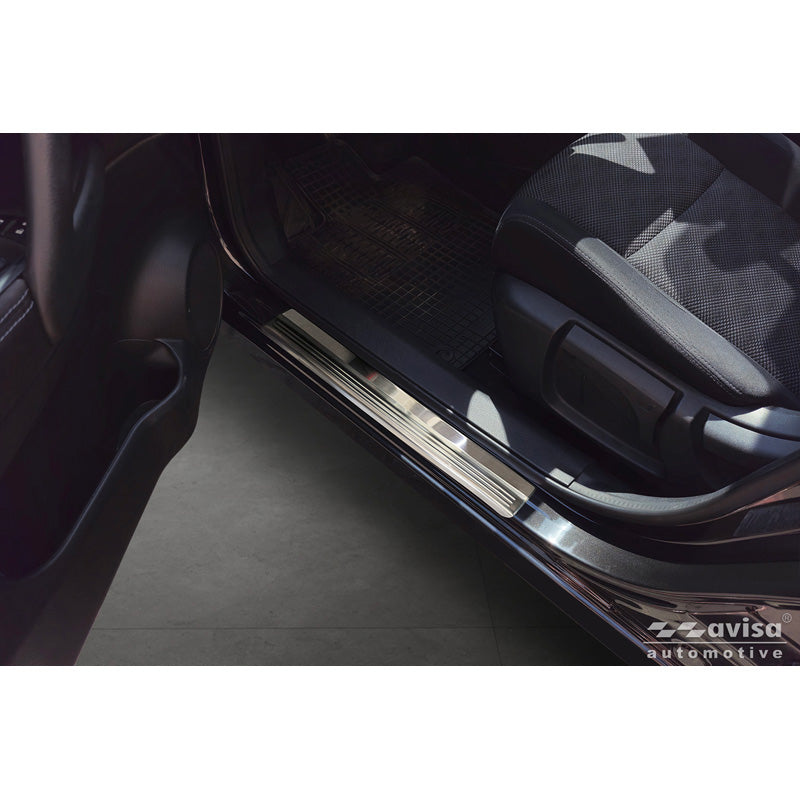 Avisa, Door sill plates, 'Lines', Stainless steel, 4 pcs, fits Nissan Qashqai II (2013-2020)