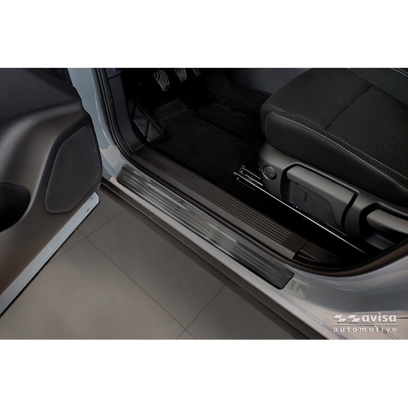 Avisa, door sill protector, black stainless steel 'Lines', 4 pcs., fits Nissan Qashqai III (2021-) & Facelift (2024-)