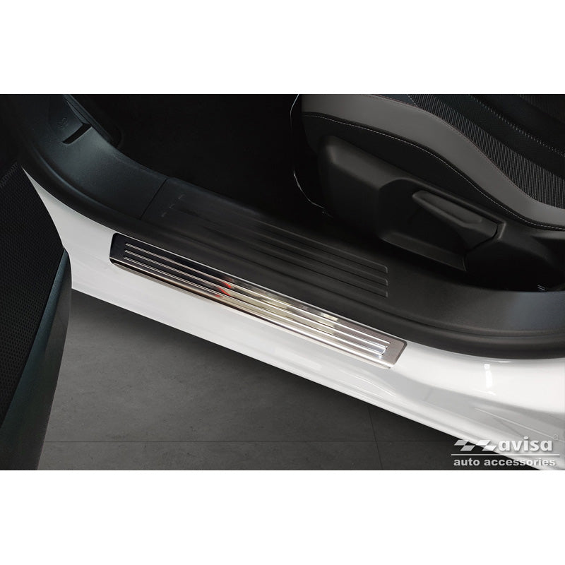 Avisa, Door sill protectors, Stainless steel, fits Opel Mokka II 2020- 'Lines' - 4 pieces