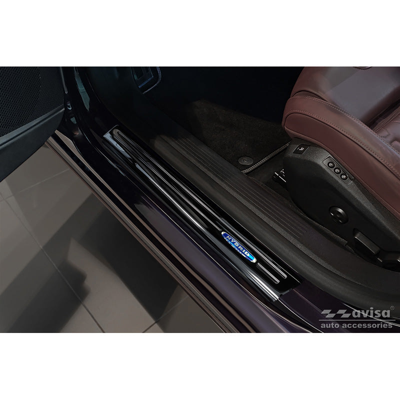 Avisa, Door sill protectors, Black, Stainless steel, fits Peugeot 508 II Sedan 2019- 'Hybrid' - 4 pieces