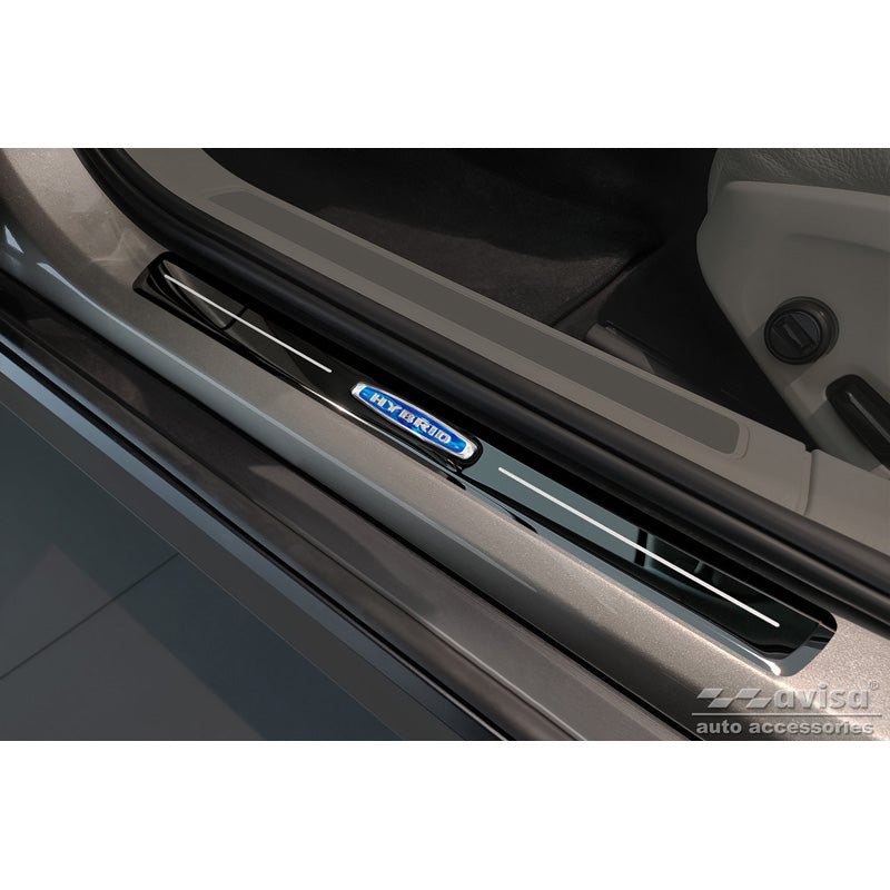 Avisa, achterbumperbeschermer, glanzend zwart, roestvrij staal, geschikt voor Volvo V90 2016- 'Hybrid' - 4-delig