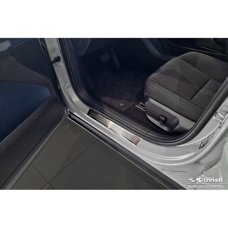 Avisa, Door sill protectors, Stainless steel, fits Volvo EX30 2023- - 'Lines' - 4 pieces