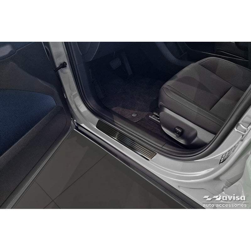 Avisa, Door sill protectors, Black, Stainless steel, Fits Volvo EX30 2023- - 'Lines' - 4 pieces