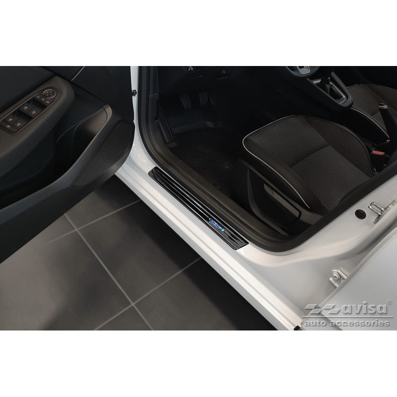 Avisa, Door sill protectors, Black, Stainless steel, Fits Renault Clio V 2019- Incl. Facelift 'Hybrid' - 2 pieces