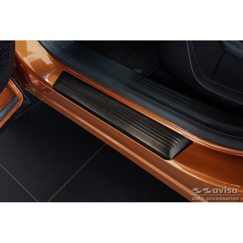 Avisa, Protecteurs de seuils, Noir, acier inoxydable, convient à Renault Captur II 2020- & Mitsubishi ASX II 2023- 'Lines' - 4 pièces