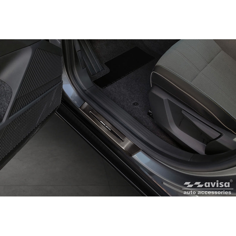 Avisa, Door sill protectors, Black, Stainless steel, Fits Renault Megane E-Tech 2022- - 'Special Edition' - 4 pieces