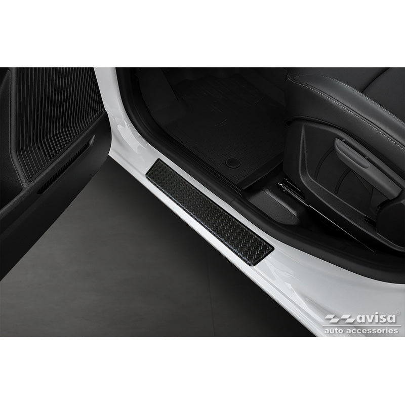 Avisa, Sill protectors, Aluminum, Fits Renault Express 2021-, 'Ribbed Plate' – 2 pieces, Black