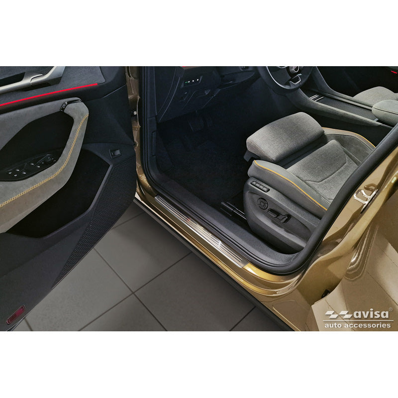 Avisa, Sill protectors, Stainless steel, Fits Skoda Kodiaq II (PS7) 2024-, 'Lines' – 4 pieces