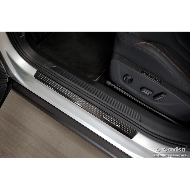 Avisa, Door sill protectors, Black, Stainless steel, Fits Skoda Enyaq iV 2020- - 'Special Edition' - 4 pieces
