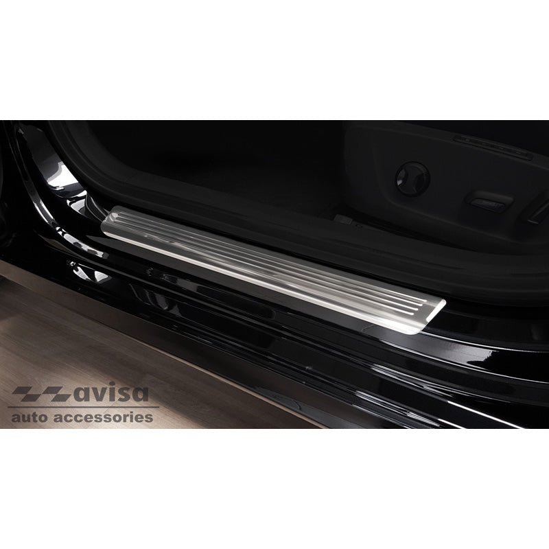 Avisa, Door sill protectors, Stainless steel, Fits Skoda Octavia IV Sedan/Kombi 2020-2024 & FL 2024- 'Lines' - 4 pieces