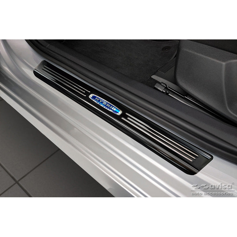 Avisa, Door sill protectors, Black, Stainless steel, Fits Skoda Octavia IV Sedan/Combi 2020-2024 & FL 2024- - 'Hybrid' - 4 pieces