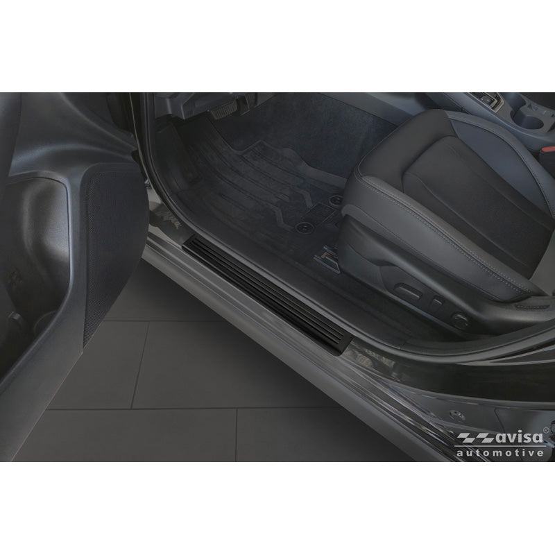 Avisa, Door Sill Protectors, Black stainless steel, 4 pcs., 'Lines', Fits Subaru Crosstrek III (2023-)