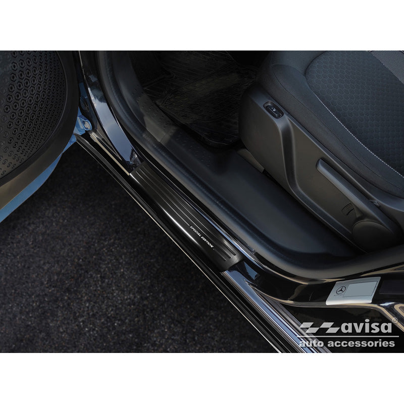 Avisa, Door Sill Protectors, Black, Stainless Steel, Fits Smart ForFour (W453) 2014-2020 & FL 2020- incl. EQ 'Special Edition' - 4-pcs