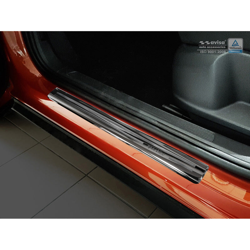Avisa, Door Sill Protectors, Black, Stainless Steel, Fits Volkswagen T-Roc 2017-2022 & Facelift 2022 - 'Sportline' - 4-pcs