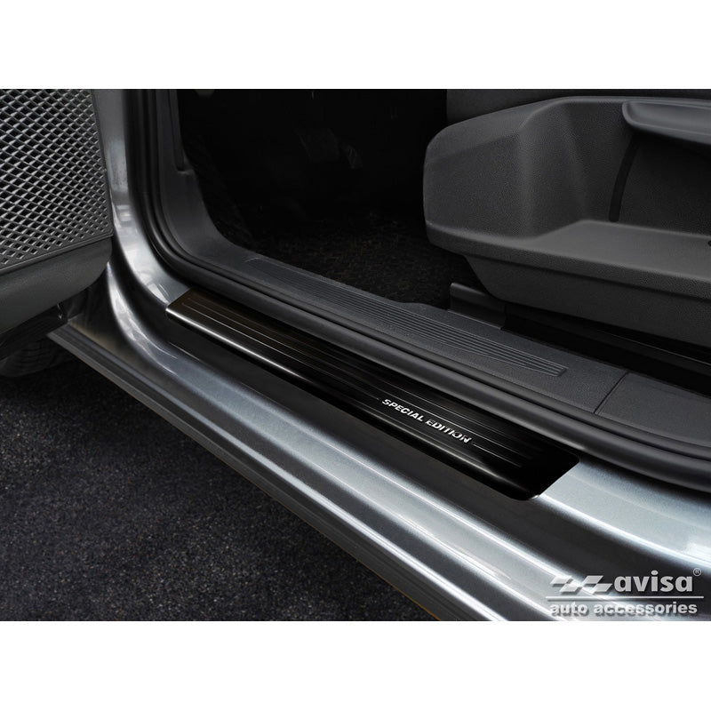 Avisa, Door Sill Protectors, Black, Stainless Steel, Fits Volkswagen Caddy V 2020- - 'Special Edition' - 2-pcs