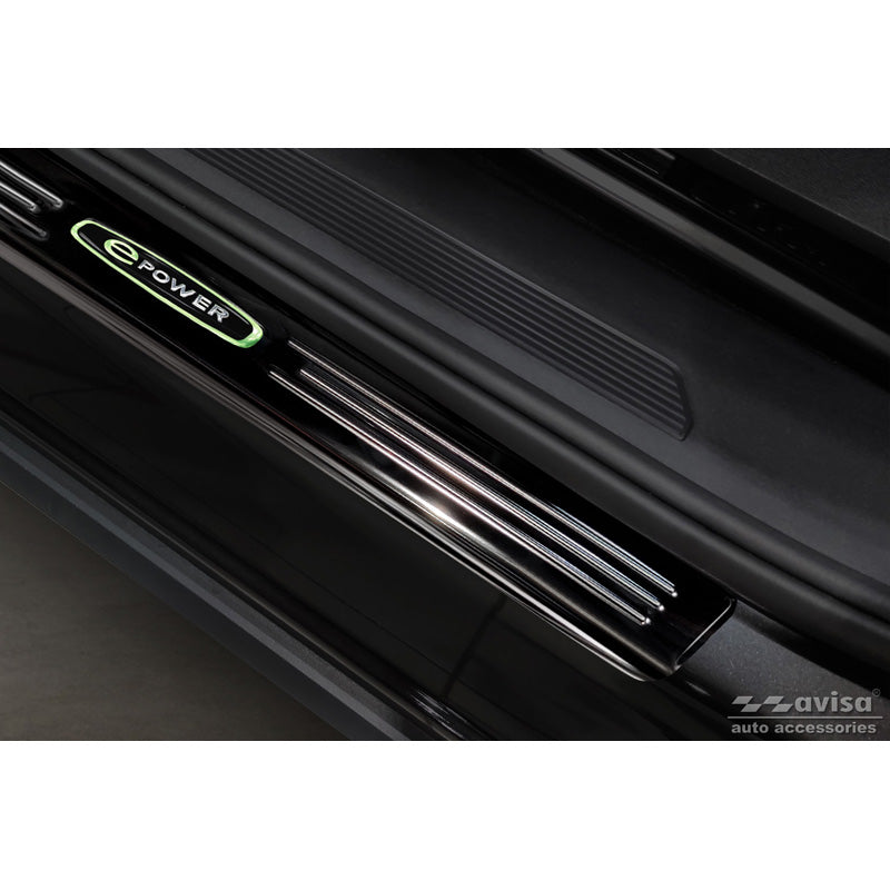 Avisa, Door Sill Protectors, Black, Stainless Steel, Fits Volkswagen ID.4 2020- 'E-Power' - 4-pcs