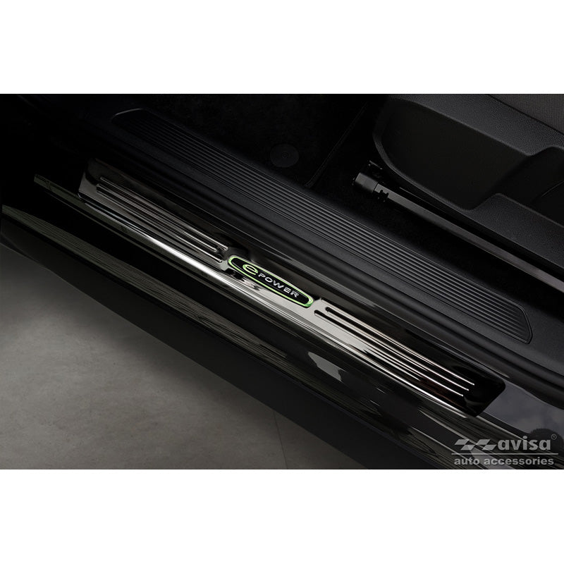Avisa, Door Sill Protectors, Black, Stainless Steel, Fits Volkswagen ID.3 2020-2023 & FL 2023- 'E-Power' - 4-pcs