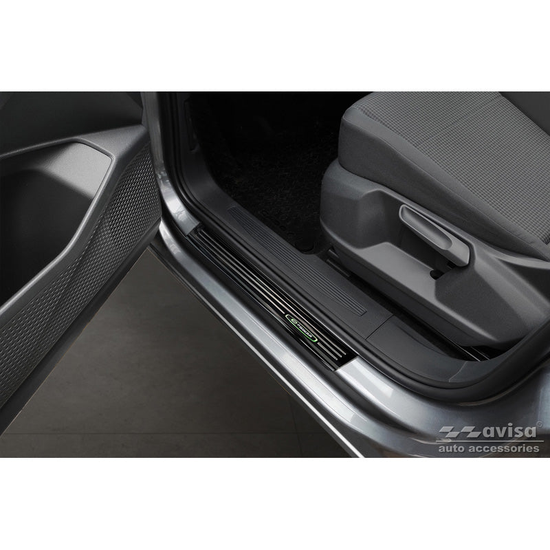 Avisa, Rear Bumper Protector, Gloss Black, Stainless Steel, Fits Volkswagen Caddy V 2020- 'E-Power' - 2-pcs