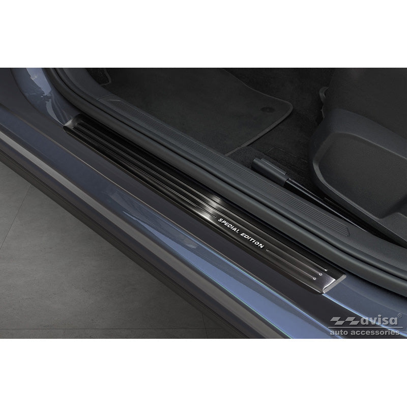 Avisa, Door Sill Protectors, Black, Stainless Steel, Fits Volkswagen VI Polo 2017- - 'Special Edition' - 4-pcs