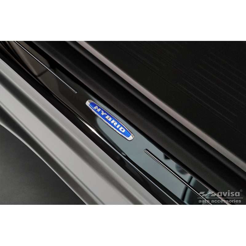 Avisa, Rear Bumper Protector, Gloss Black, Stainless Steel, Fits Volkswagen Multivan T7 2021- - 'Hybrid' - 4-pcs