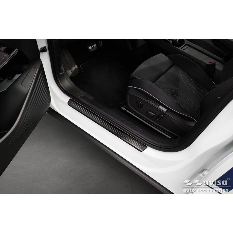 Avisa, Sill Protectors, Black, Stainless Steel, fits Volkswagen ID.5 2021- - 'Lines' - 4 pieces