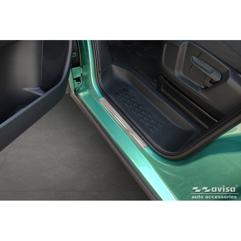 Avisa, Sill Protectors, Stainless Steel, fits Volkswagen ID.Buzz 2022- - 'Lines' - 2 pieces