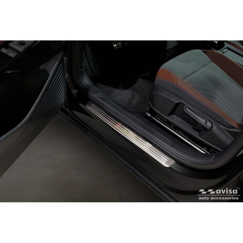 Avisa, Sill Protectors, Stainless Steel, fits Volkswagen ID.4 2020- - 'Lines' - 4 pieces
