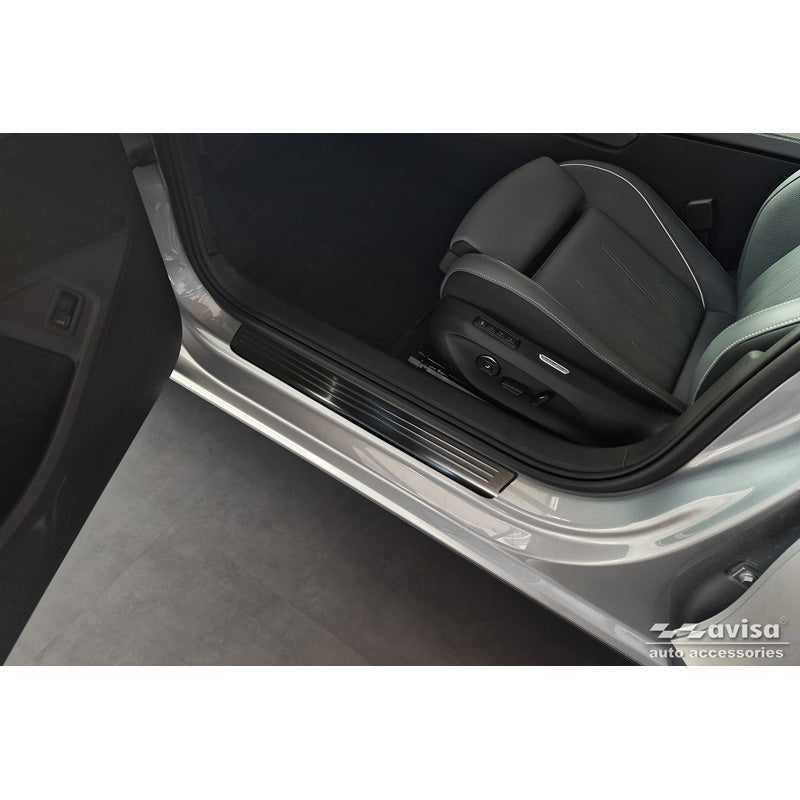 Avisa, Sill Protectors, Black, Stainless Steel, fits Volkswagen Passat Variant (CJ5) incl. R-Line & Hybrid 2024- / Skoda Superb IV Combi 2024- - 'Lines' - 4 pieces