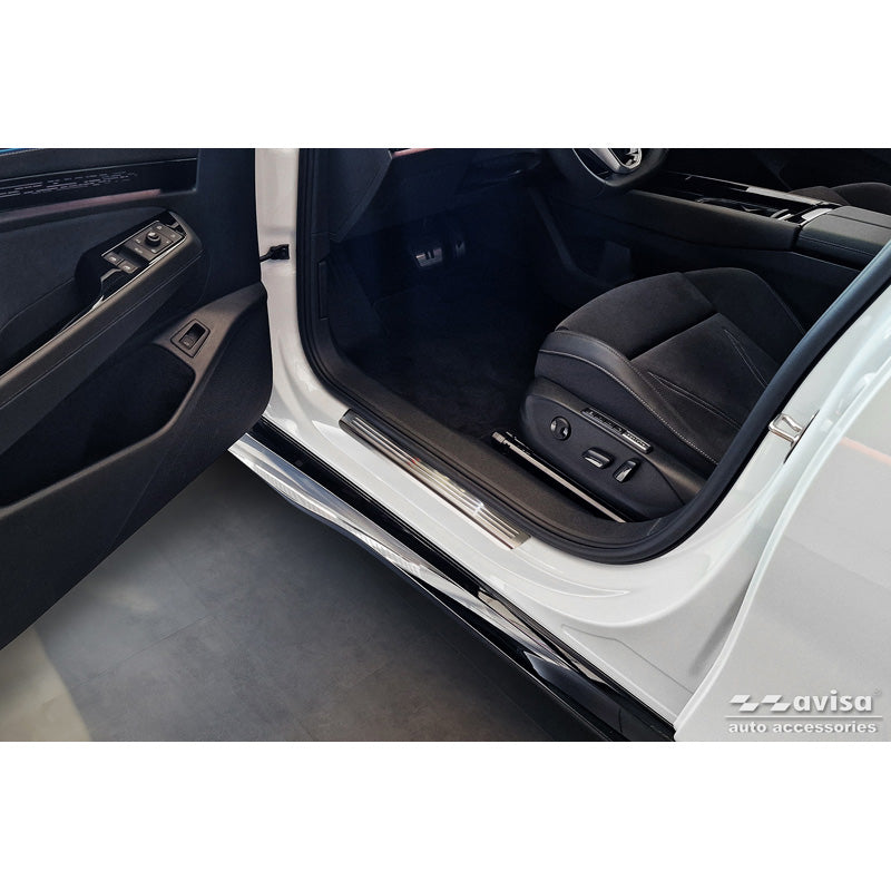 Avisa, Sill Protectors, Stainless Steel, fits Volkswagen ID.7 2023- - 'Lines' - 4 pieces