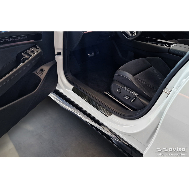 Avisa, Sill Protectors, Black, Stainless Steel, fits Volkswagen ID.7 2023- - 'Lines' - 4 pieces