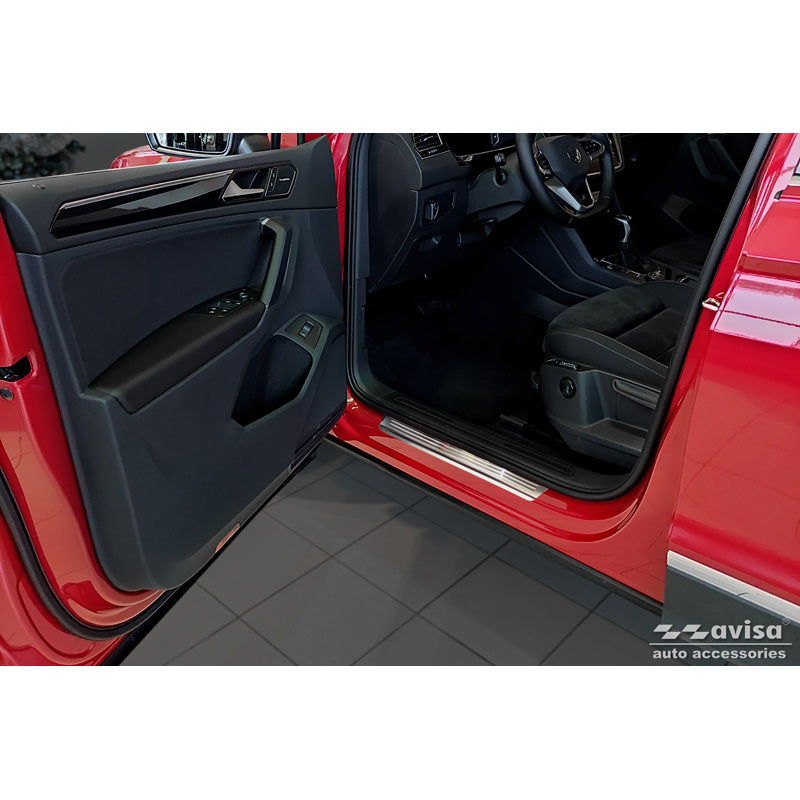 Avisa, Sill Protectors, Stainless Steel, fits Volkswagen Tiguan II 2016-2020 & FL 2020- incl. Allspace 2017-2020 & FL 2020-2024 - 'Lines' - 4 pieces